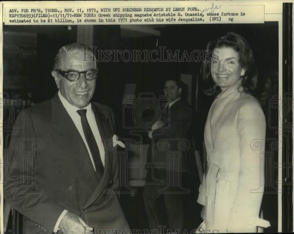 1971, Aristotle Onassis with wife, Jacqueline - mjc33106 - Historic Images