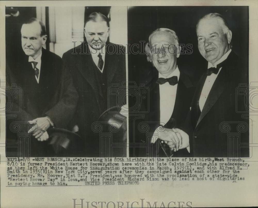 1954, Herbert Hoover and others celebrate 80th Birthday, West Branch - Historic Images