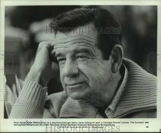 1983 Press Photo Walter Matthau stars as gas station owner in "The Survivors" - Historic Images