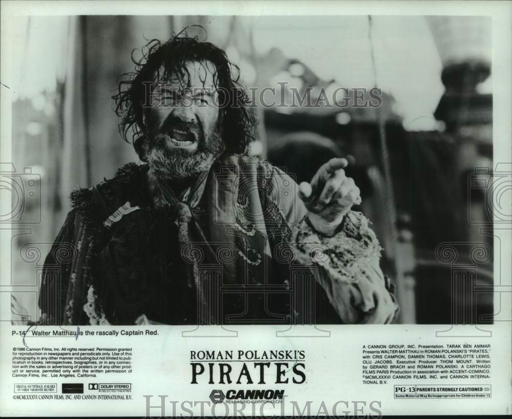 1986 Press Photo Walter Matthau as Captain Red in "Pirates" - mjc33230 - Historic Images