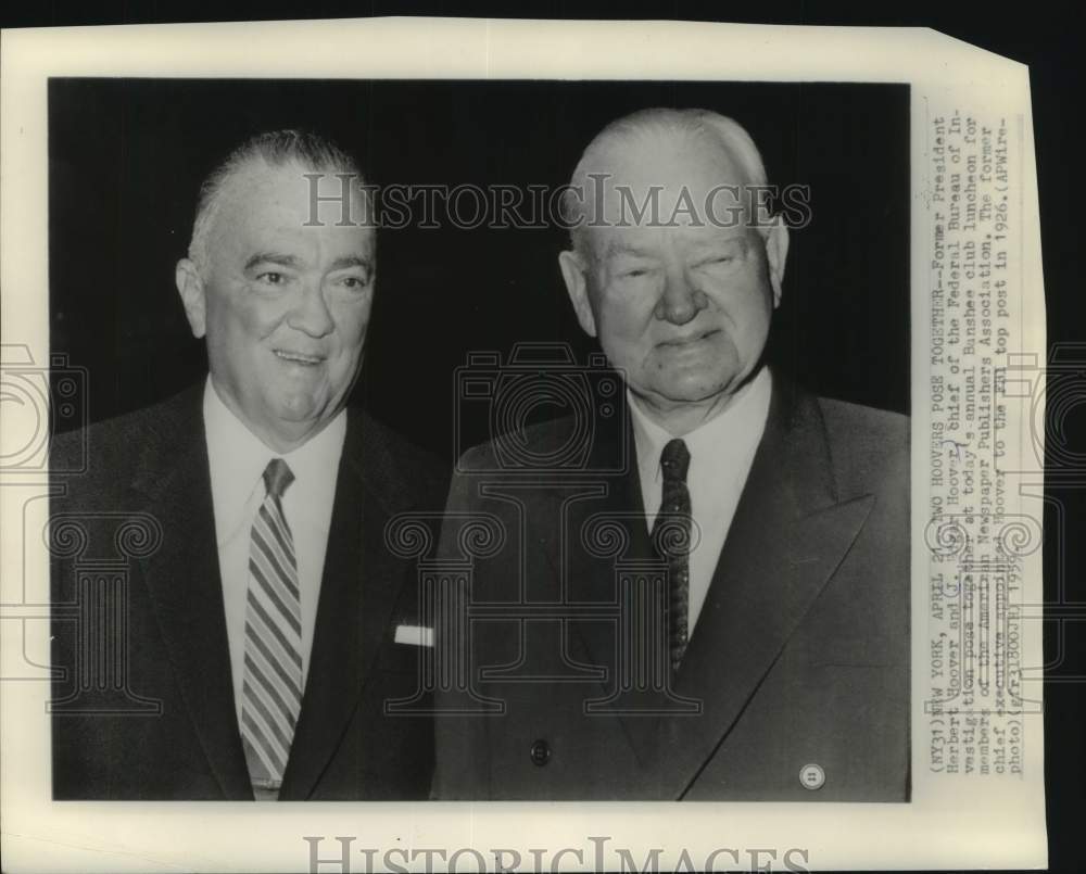 1959, FBI Director J. Edgar Hoover & former President Herbert Hoover - Historic Images