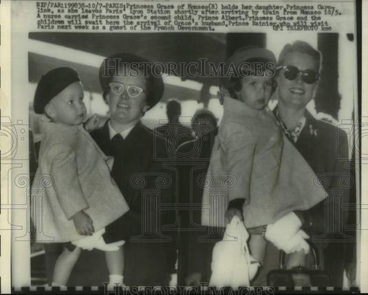 1959, Princess Grace of Monaco with Children and nurse in Paris Franc - Historic Images