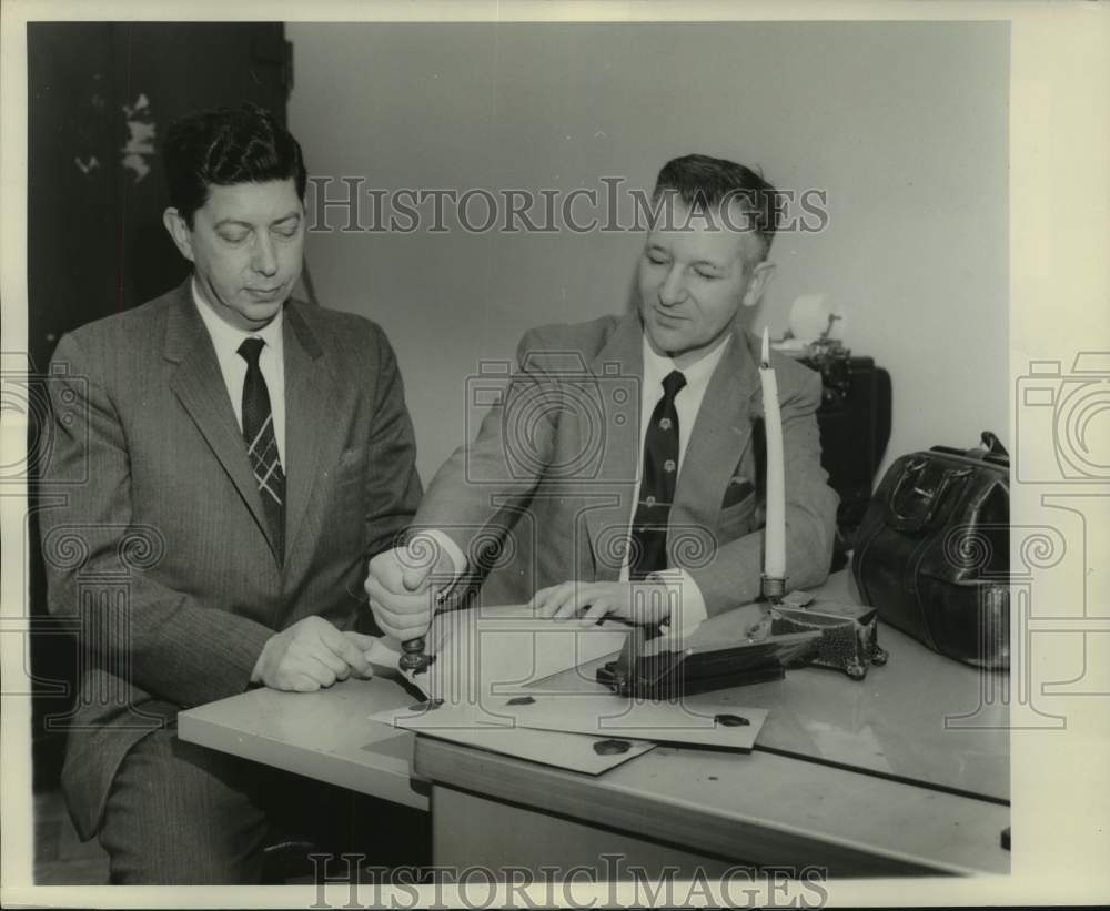1958, Acting Philatelic Agent of U.S. Post Office, Harry A. Cowger. - Historic Images