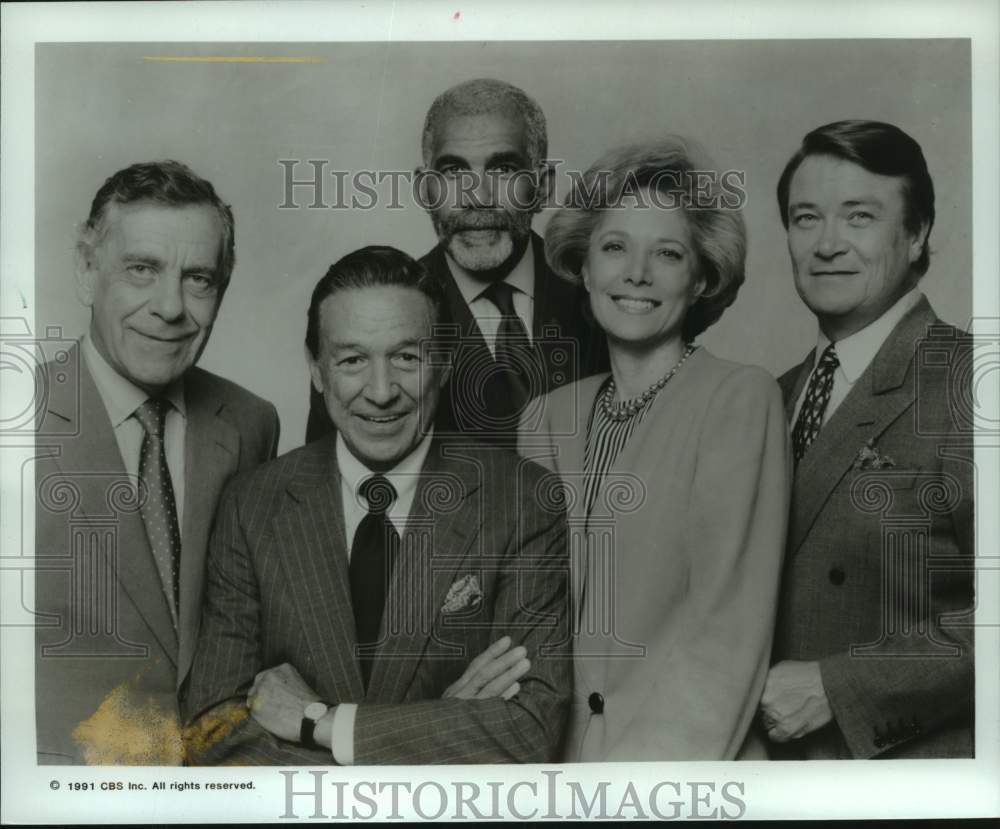 1991 Press Photo "60 Minutes" reporters Morley Safer, Mike Wallace and others - Historic Images