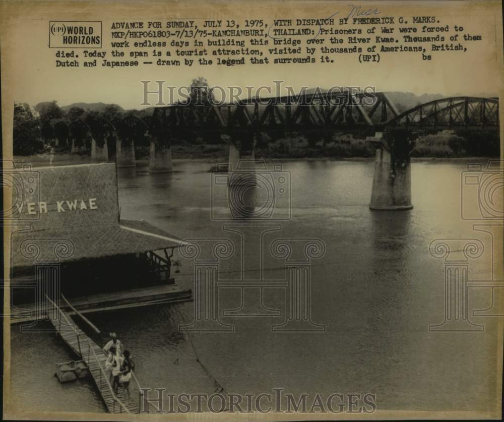 1975 Press Photo Bridge over the River Kwae in Kanchanburi, Thailand - mjc33488 - Historic Images