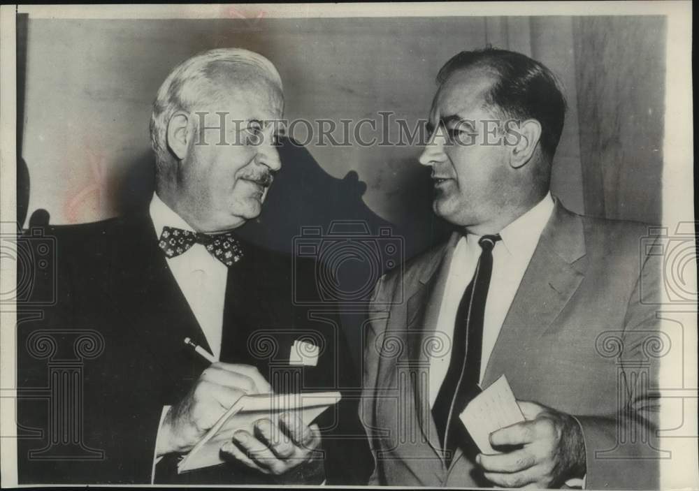 1953, J.B. Matthews and Sen. Joseph McCarthy of senate subcommittee. - Historic Images