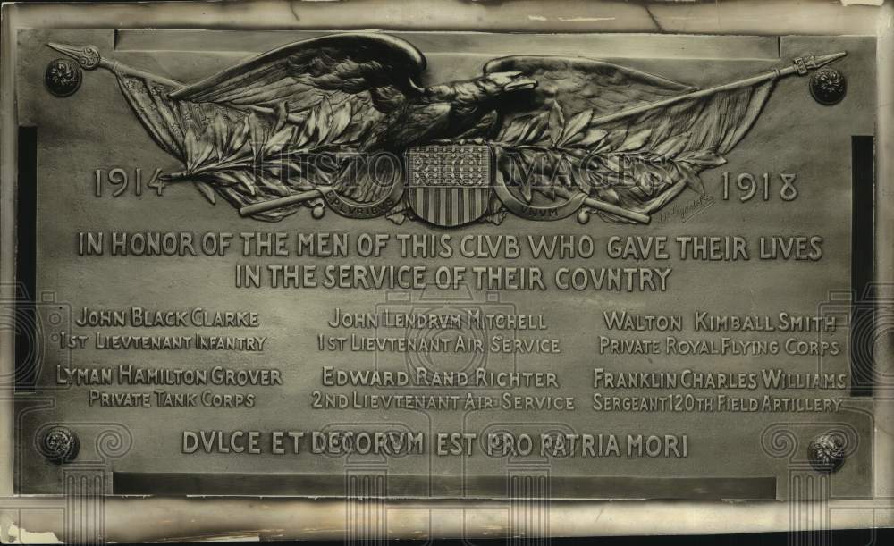 1924, Bronze memorial tablet at the University Club of Milwaukee - Historic Images