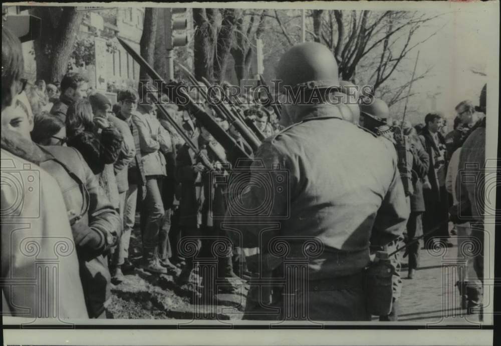 1969, National guard controls demonstrators, University of Wisconsin - Historic Images