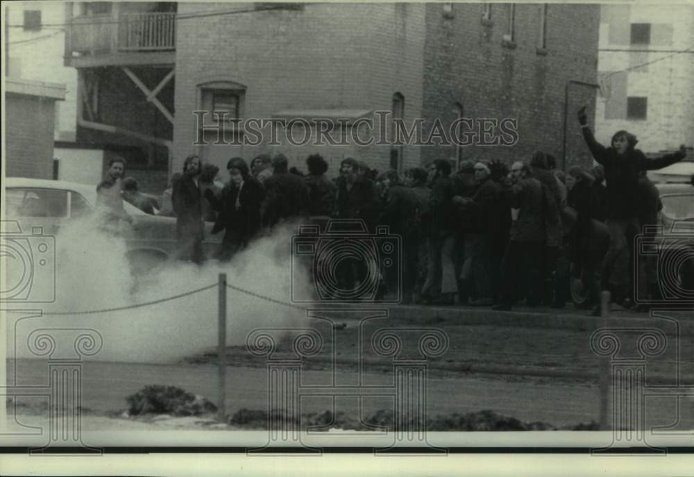 1970, Demonstrators tear gassed-University of Wisconsin in Madison - Historic Images
