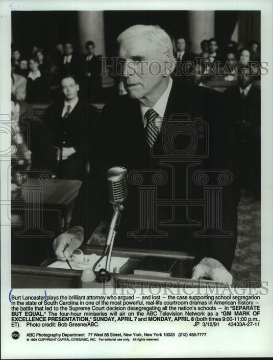 1991 Press Photo Burt Lancaster in "Separate But Equal" - mjc33926 - Historic Images