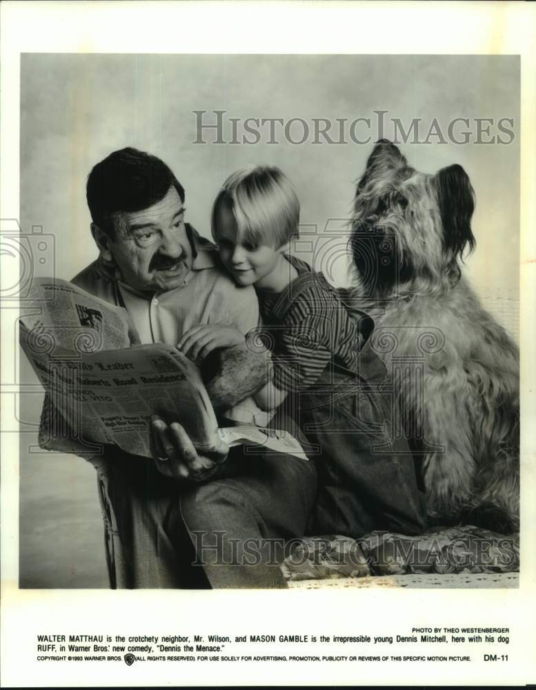 1993 Press Photo Walter Matthau and Mason Gamble in &quot;Dennis the Menace&quot; - Historic Images