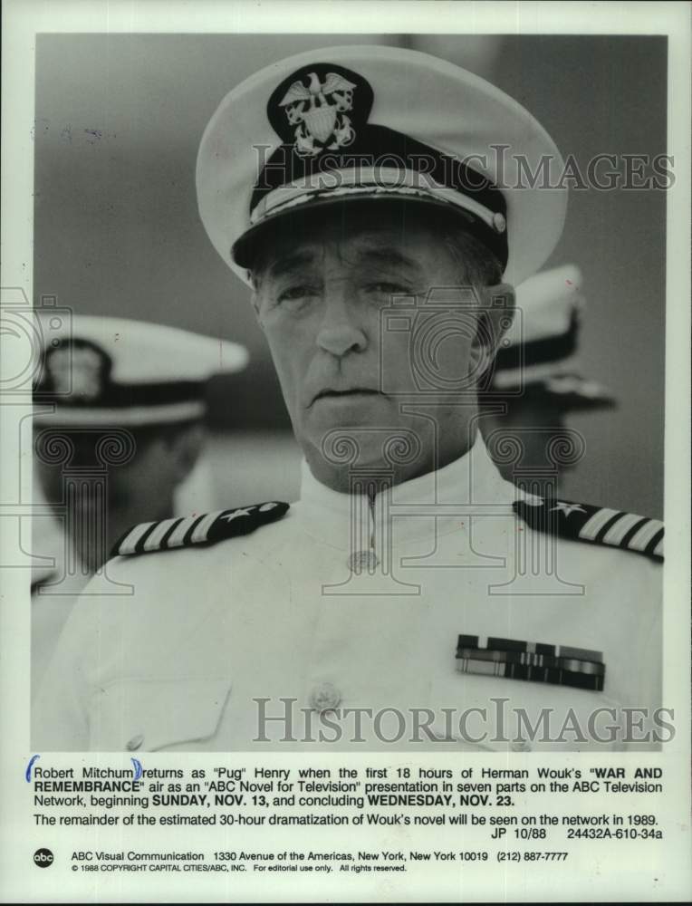 1988 Press Photo Actor Robert Mitchum in War and Remembrance - mjc34000 - Historic Images