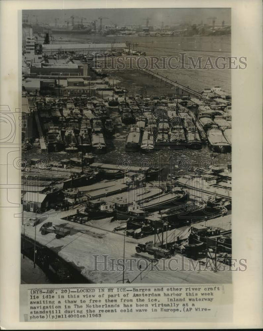 1963, Boats and Barges in Amsterdam Harbor, Holland - mjc34041 - Historic Images