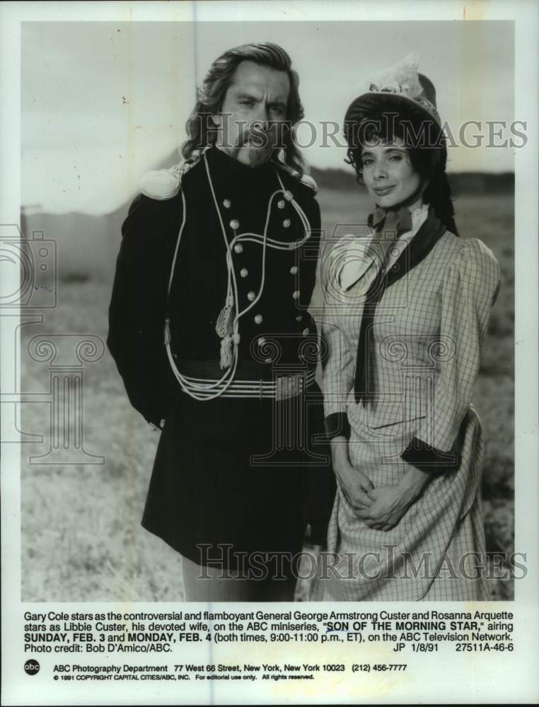 1991 Press Photo Gary Cole & Rosanna Arquette star in "Son Of The Morning Star" - Historic Images