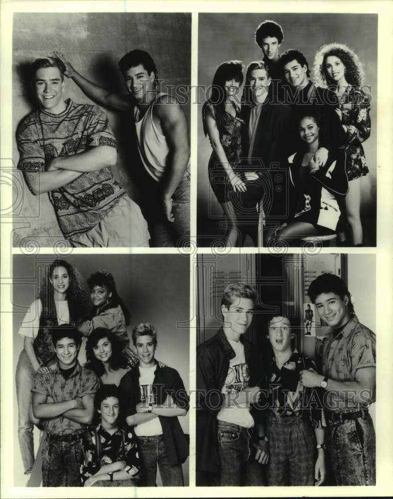 1989 Press Photo Cast of "Saved by the Bell" throughout the series' timeline - Historic Images