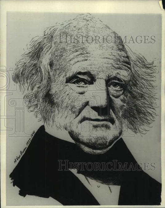 1977 Press Photo Drawing of Martin Van Buren, 8th United States' President - Historic Images