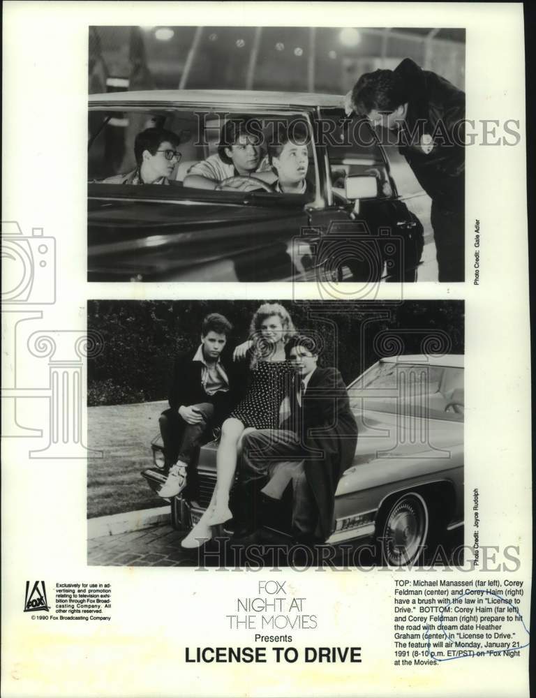 1990 Press Photo Corey Feldman, Corey Haim & others in "License To Drive" - Historic Images