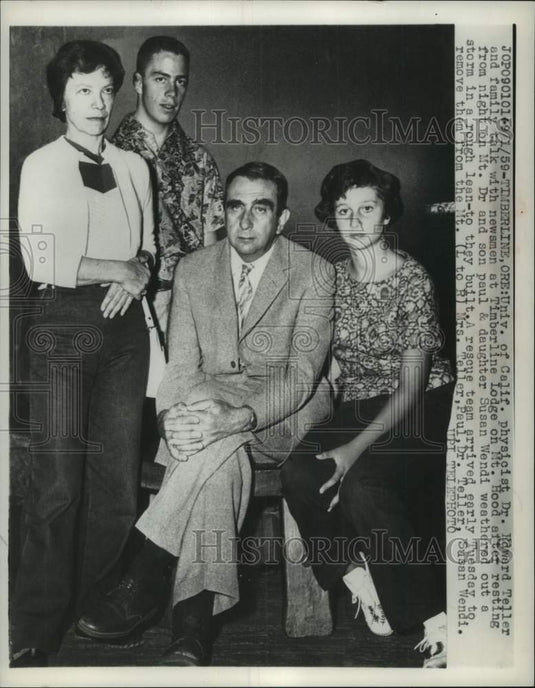 1959 Edward Teller and his family at Timerline Lodge, Oregon - Historic Images