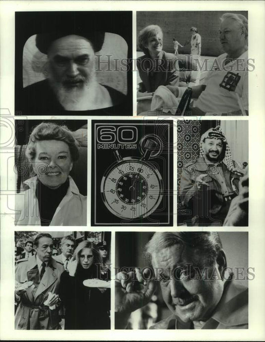 1993 Press Photo Mike Wallace, Lesley Stahl & others on "60 Minutes...25 Years" - Historic Images