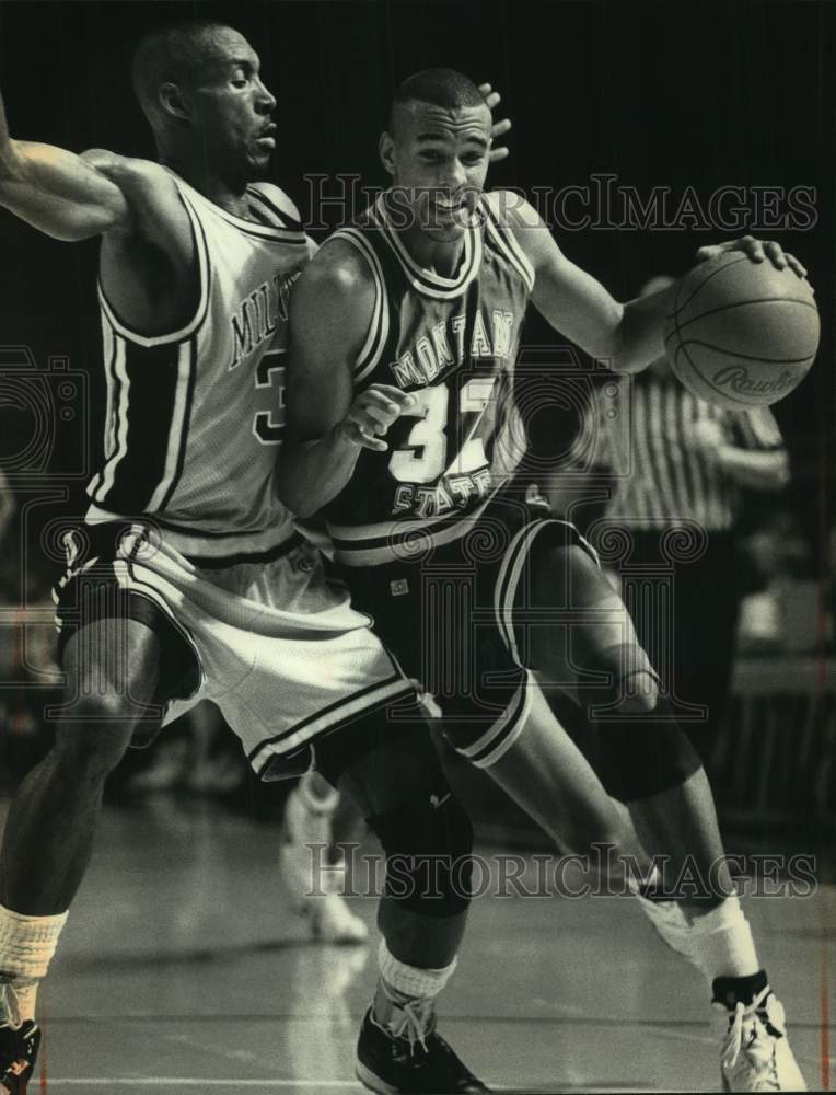 1991 Press Photo Olafu Agbaji of University of Wisconsin-Milwaukee basketball - Historic Images