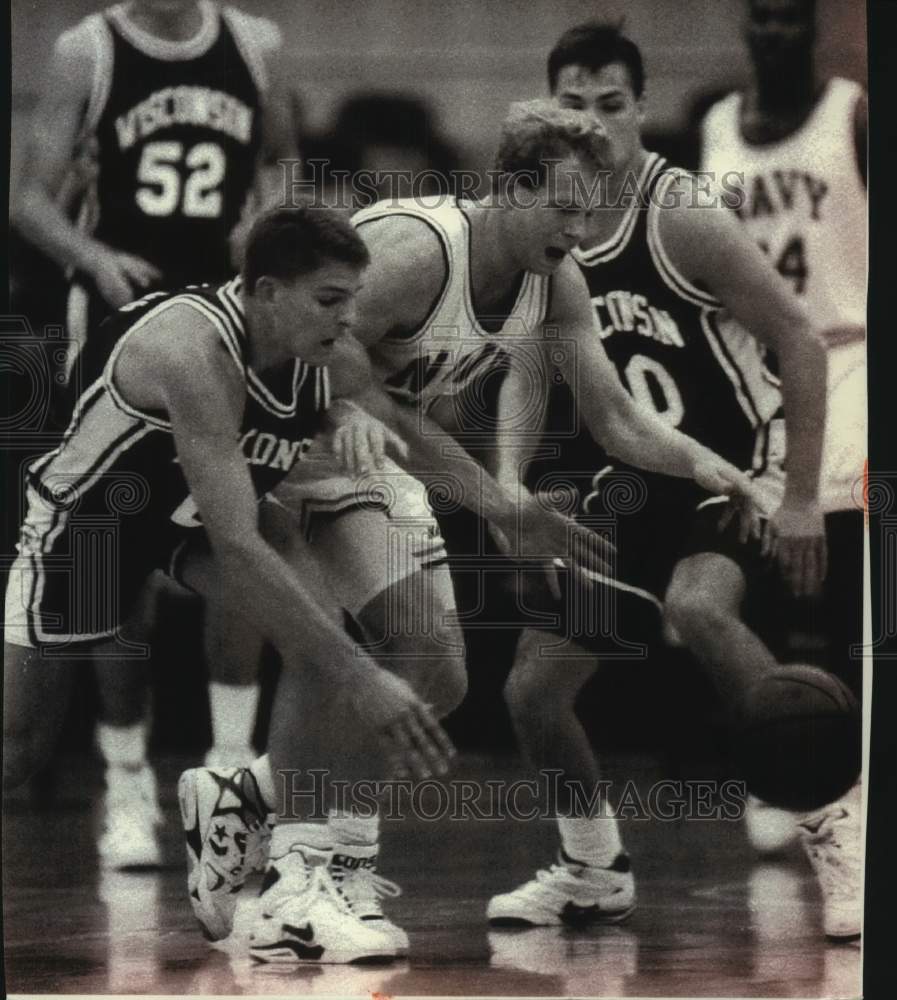 1991 Press Photo University of Wisconsin Basketball player Jason Johnson, Hawaii - Historic Images