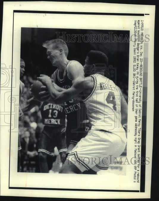 1992 Press Photo Wisconsin University-Madison Basketball player Brian Kelley - Historic Images