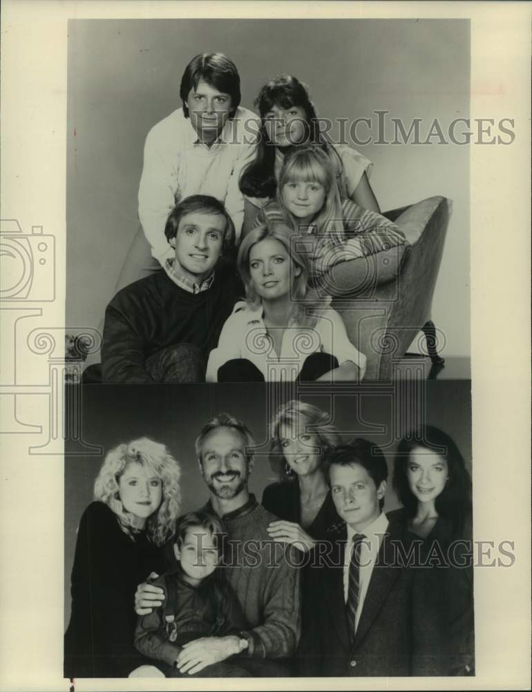 1989 Press Photo Cast of &quot;Family Ties&quot; in the First and Last Seasons of the Show - Historic Images