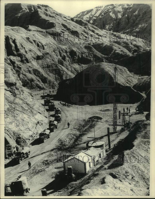 1974, Oil tank trucks waiting to load crude oil, China - mjc34585 - Historic Images