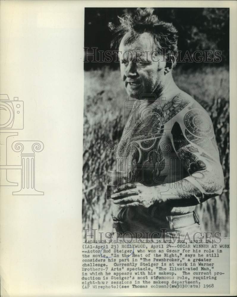 1968 Press Photo Actor Rod Steiger in &quot;The Illustrated Man&quot; - mjc34742 - Historic Images