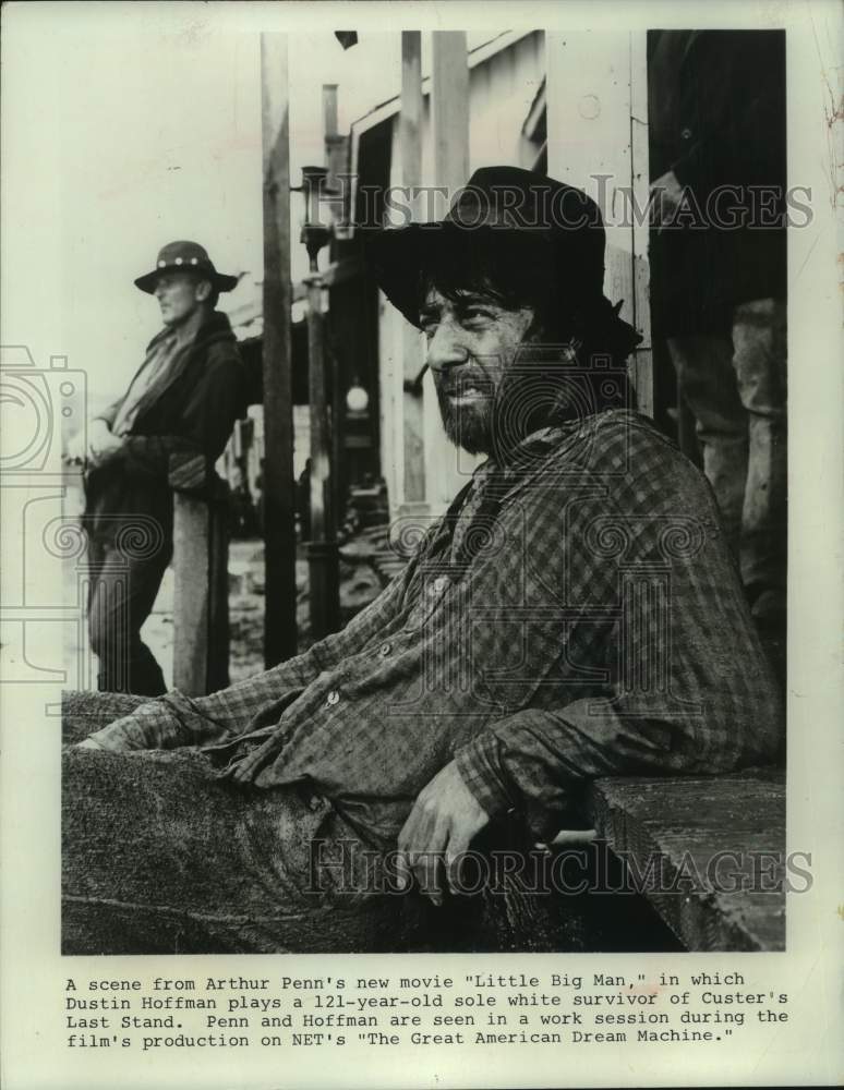 1971 Press Photo Dustin Hoffman in character in Sean Penn&#39;s &quot;Little Big Man&quot;. - Historic Images