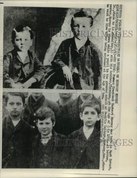1963, Former President Herbert Hoover as a child in Iowa and Oregon - Historic Images