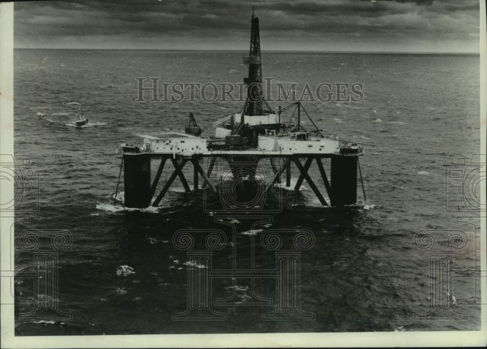 1972, Offshore drilling rig off the coast of the United States - Historic Images