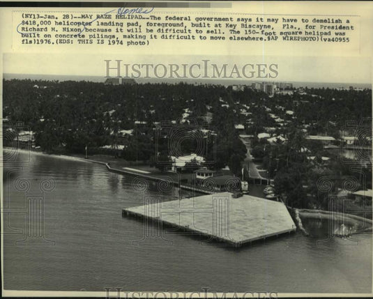 1974, Helicopter landing pad built for President Nixon in Florida. - Historic Images