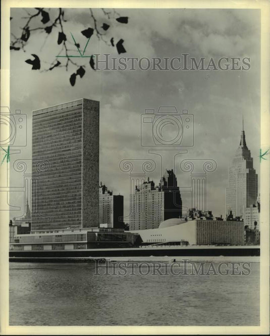 1987 Press Photo United Nations Secretariat and General Assembly Buildings - Historic Images