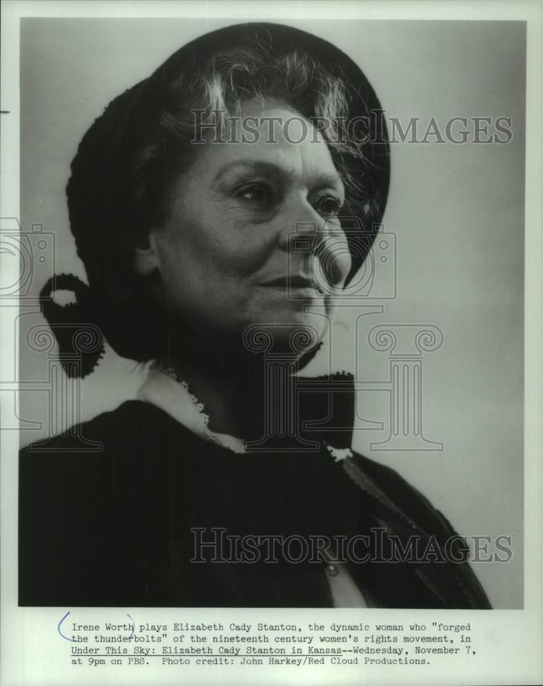 1979 Press Photo Irene Worth starring in &quot;Under this sky: Elizabeth Cady..&quot;, PBS - Historic Images