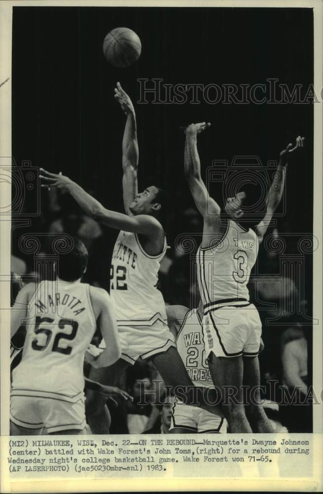 1983 Press Photo Marquette University &amp; Wake Forest basketball game - mjc36290 - Historic Images