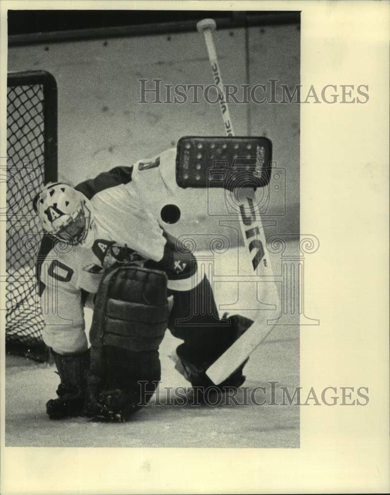 1986 Press Photo The Milwaukee Admirals&#39; Lindsay Middlebrook, Hockey Goalie