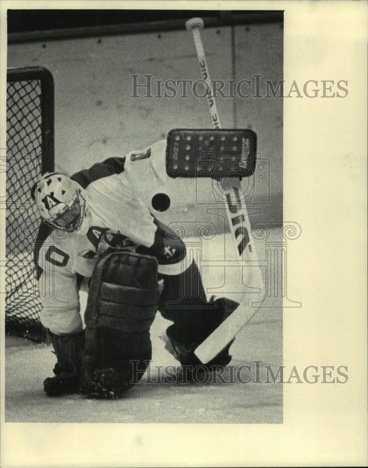 1986 Press Photo The Milwaukee Admirals' Lindsay Middlebrook, Hockey Goalie