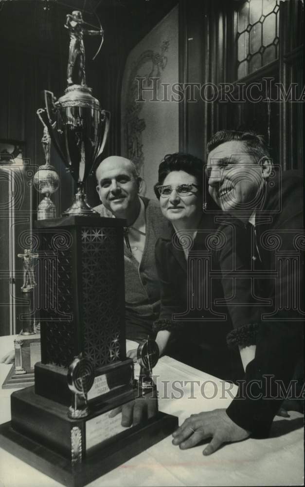 1967, West Allis Bowman Inspect Sentinel Sports Show Archery Trophy - Historic Images