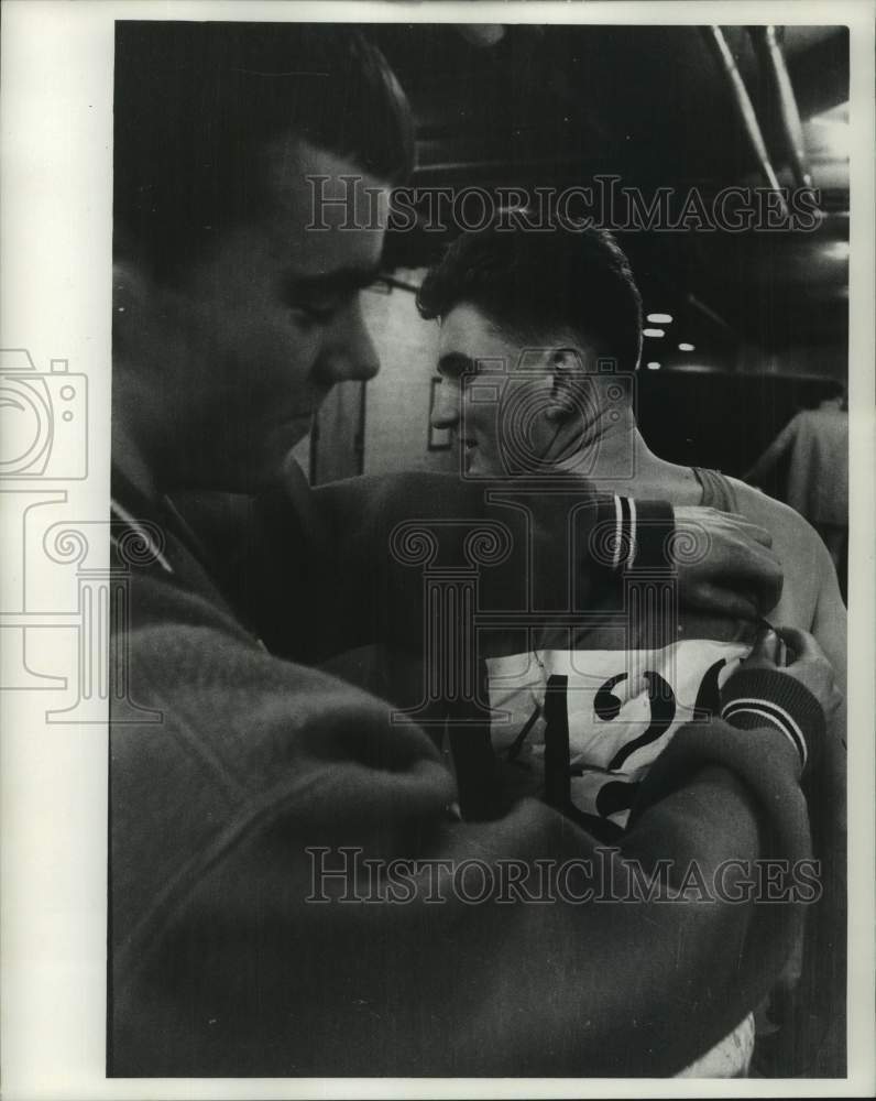 1966 Press Photo Numbers Pinned On Competitors For Milwaukee Journal Track Meet - Historic Images