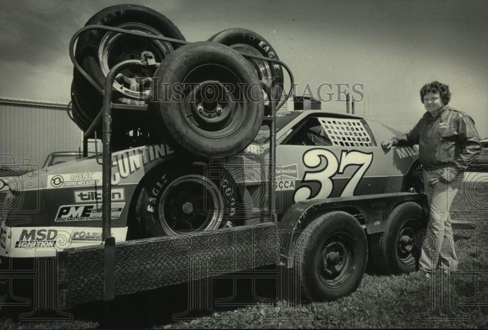 1984 Press Photo race car driver Dave Watson, Sentinel 200 car race derby, WI - Historic Images