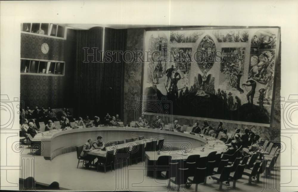 1952 Press Photo The new Mural at the United Nations chambers in New York - Historic Images
