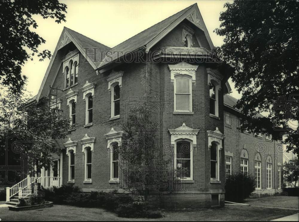 1986 Press Photo Visitors&#39; center in Evansville, Wisconsin&#39;s historic area - Historic Images