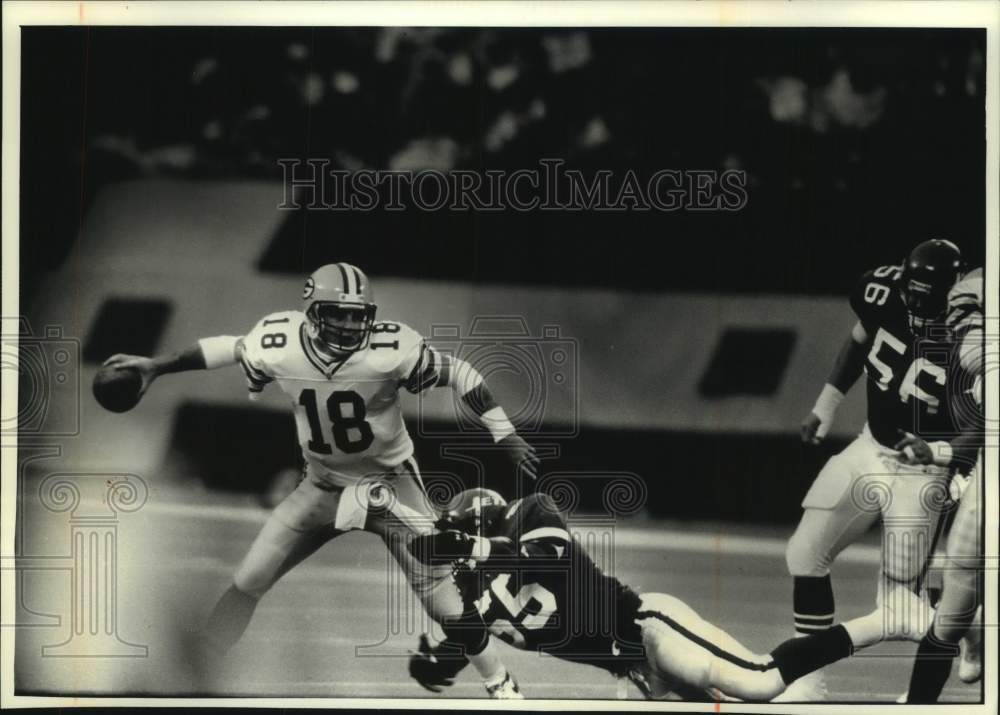 1991 Press Photo Green Bay Packers football&#39;s Mike Tomczak completes pass - Historic Images