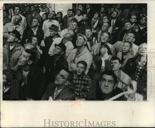 1968, Attendees look up at Sentinel Sports and Boat Show at the Arena - Historic Images