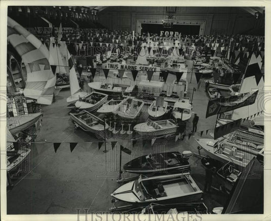 1966, Boats on display at Milwaukee Sentinel Sports Show - mjc37438 - Historic Images