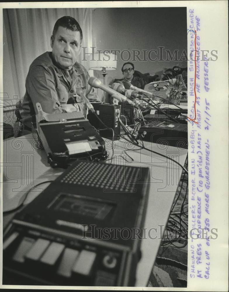 1975 Press Photo Col. Hugh Simonson said 250 guardsmen going to demonstration - Historic Images