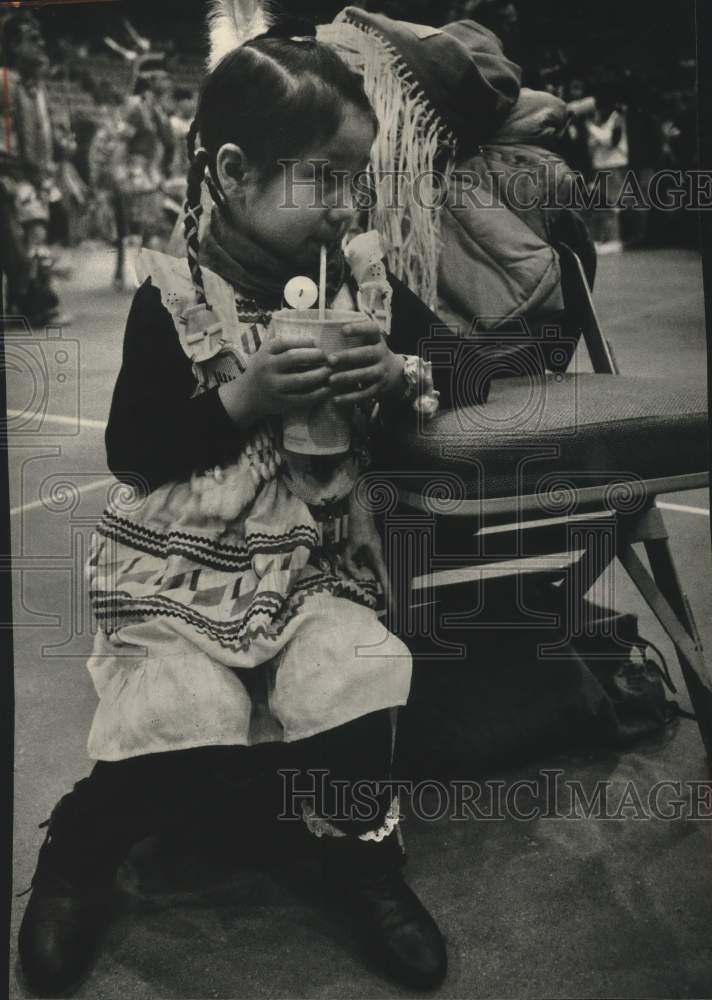 1969, Native American Girl Belle Bearskin At Winter Powwow At Arena - Historic Images