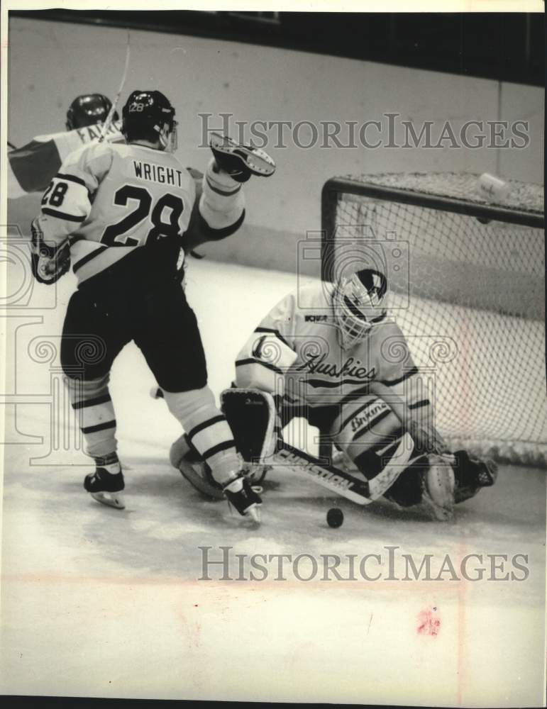1994 Press Photo University of Wisconsin vs. Michigan Tech in a hockey game - Historic Images