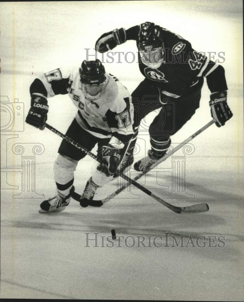 1994 Press Photo University of Wisconsin vs. St. Cloud State hockey game